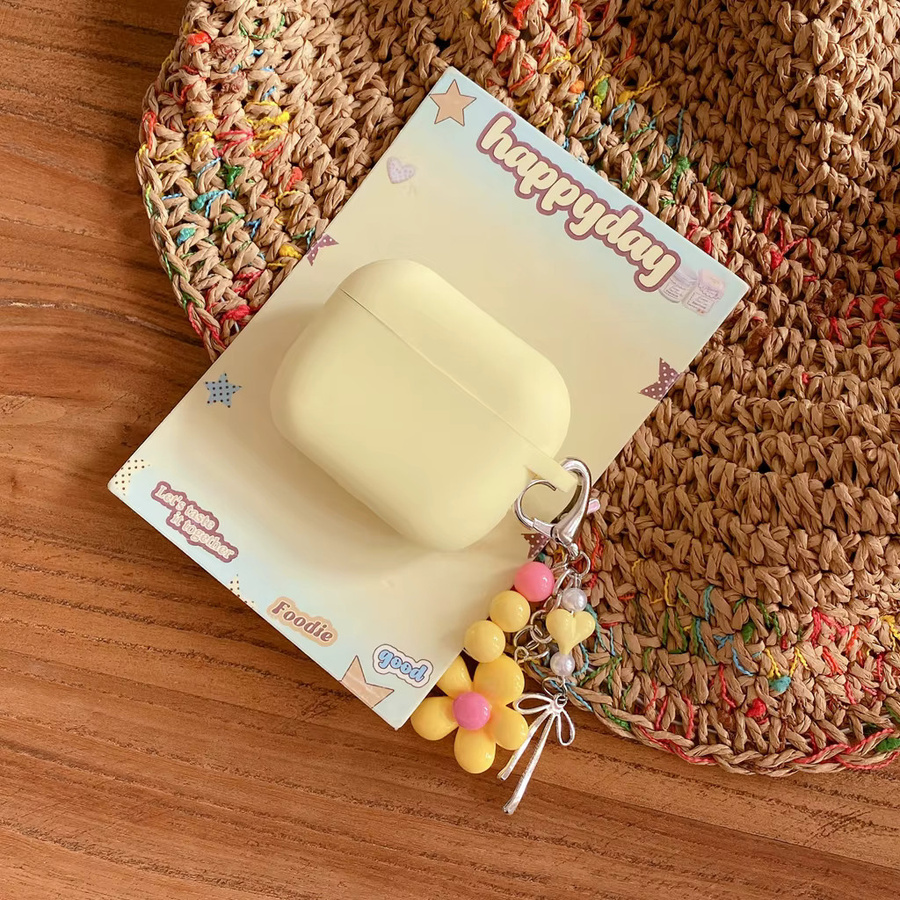 Macaron Silikonhülle mit Blumenanhänger für Apple AirPods 1, 2, 3, 4 und Pro 2, Stoßfest, Farbe: Lila - Bild 2