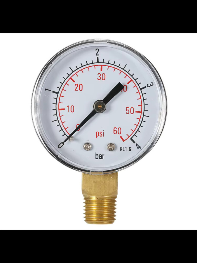 YOUTHINK Poolfilter Manometer mit 1/4 Zoll NPT-Gewinde und 50 mm Anzeige für Wasserdruck und hydraulische Montage - Bild 3