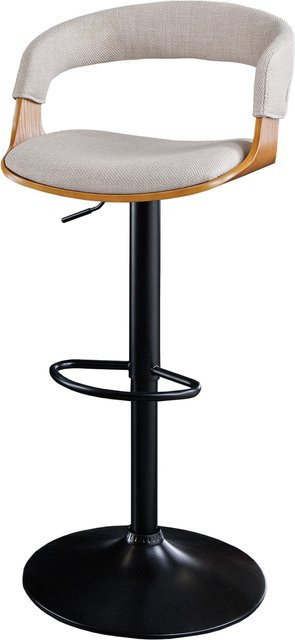 riess-ambiente Barhocker MANHATTAN Retro Beige Strukturstoff und Massivholz mit Lehne drehbar und höhenverstellbar - Bild 1