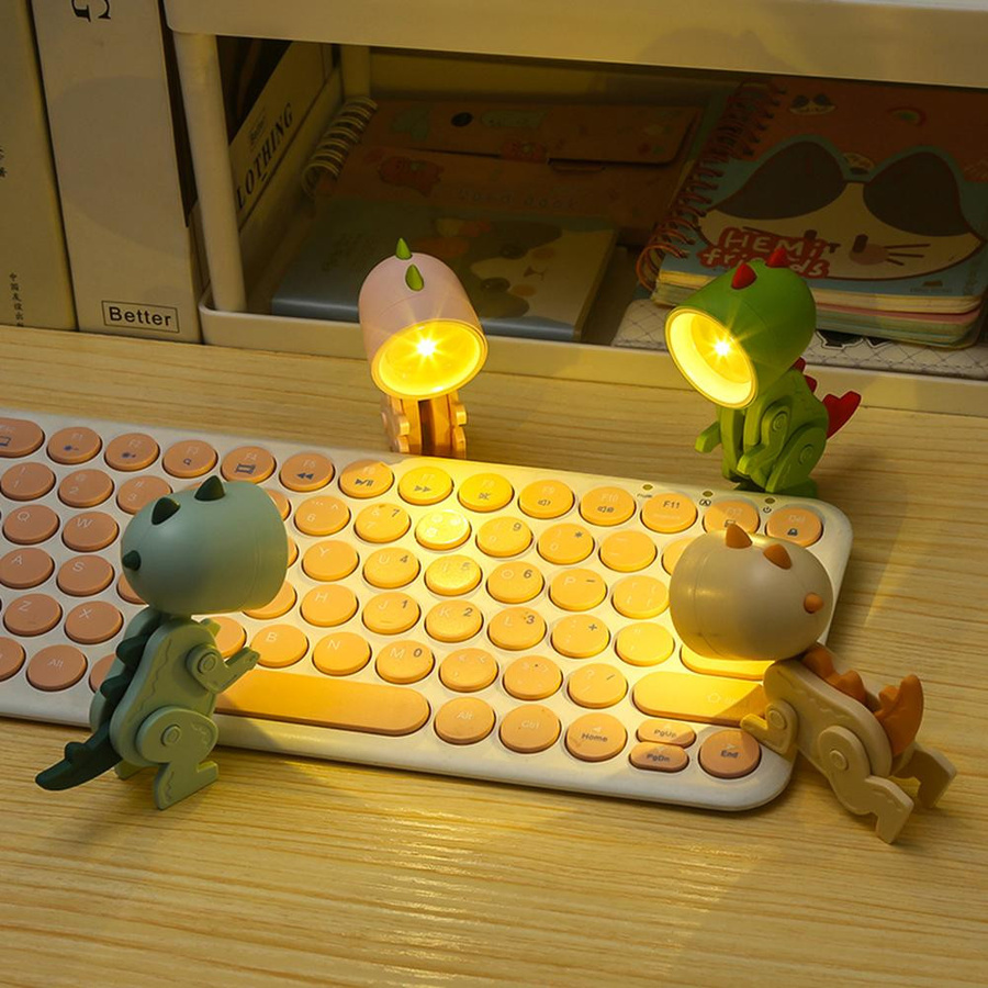 TOMTOP JMS Dinosaurier LED-Nachtlicht für Kinder in Rosa mit verstellbarem Winkel - Bild 2