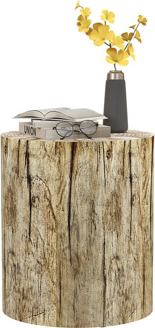 HOMCOM Beistelltisch in Baumstumpf-Design aus Holz, rund, braun, für Wohnzimmer und Garten - Bild 1