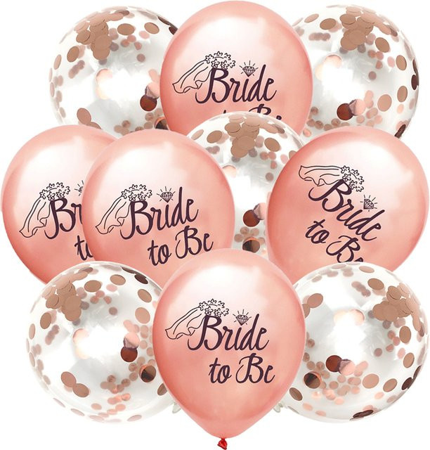 10 Stück KUKUZHU Konfetti Luftballons in Roségold und Pink für die Brautparty und den Junggesellinnenabschied - Bild 1