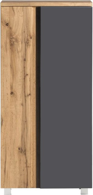 Held Möbel Midischrank Ancona in matt Grau-Wotaneiche, B/T/H: 65 x 35 x 130 cm - Bild 1