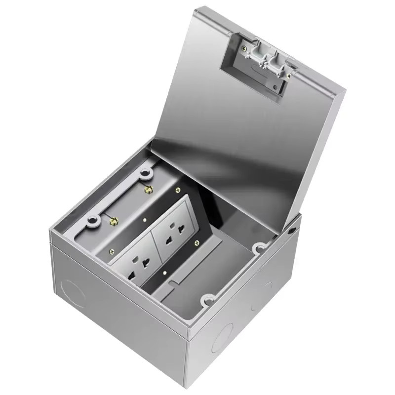 Ultradünne EU Flachbodensteckdose aus Edelstahl 304 in Silber oder Schwarz, wasserdicht und für den Einbau geeignet - Bild 3
