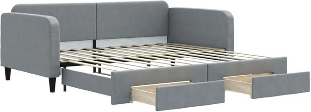 vidaXL Tagesbett ausziehbar mit Schubladen in Hellgrau, gepolstert mit Stoff und Schaumstoff, Breite: 100–120 cm, Tiefe: 200 cm, Höhe: 75 cm - Bild 1