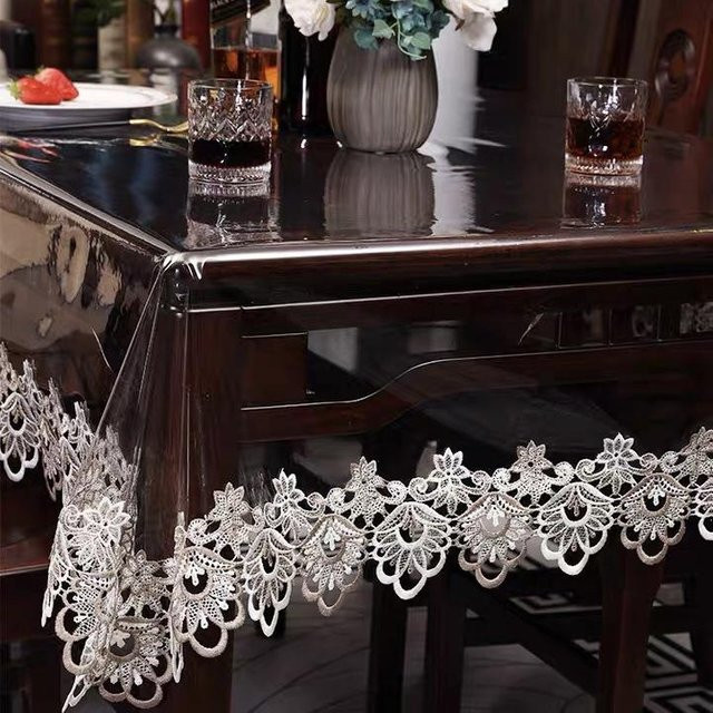 Wasserdichte und rutschfeste Tischdecke aus transparentem PVC von Super Six, B/B: 108 x 108 cm - Bild 1