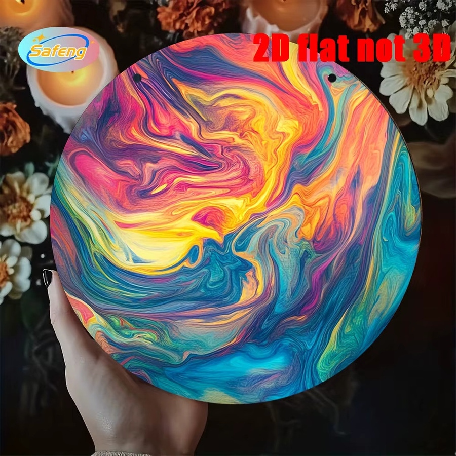 Potdemiel Runde Wanddekorplatte aus Metall mit abstraktem geometrischem Muster in Multicolour, Durchmesser: 20,3 cm - Bild 3