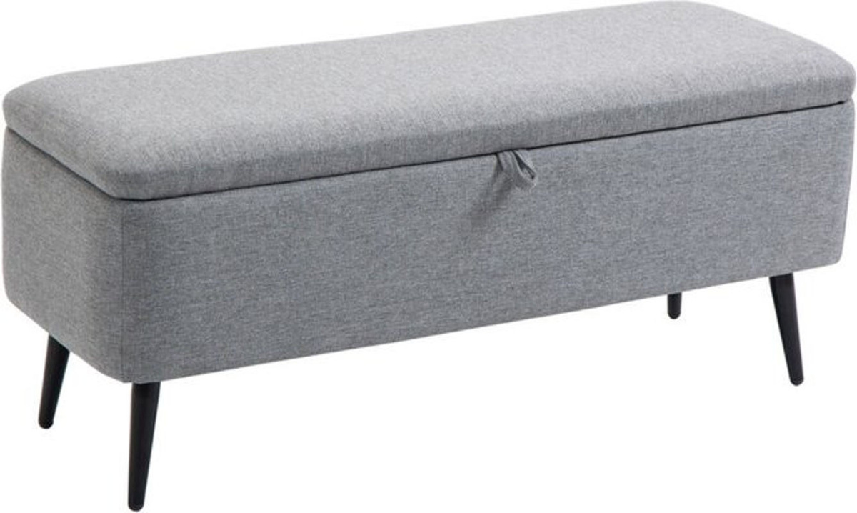 HOMCOM Polsterbank mit Stauraum in Grau, moderne Sitzbank in Leinenoptik für Wohnzimmer, Flur oder Schlafzimmer - Bild 1