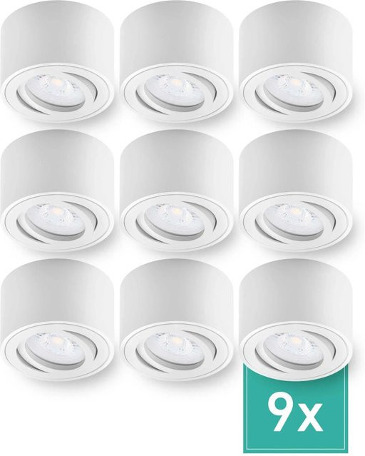 Oktaplex 9er Set Lile S Aluminium Aufbaustrahler Weiß, schwenkbar mit LED-Modulen, Neutralweiß 4000K, 230V - Bild 1