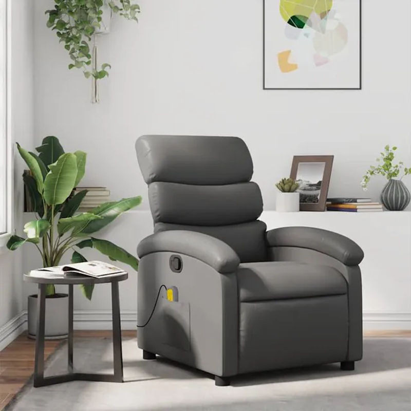 Vidaxl Aufklappbarer Massagesessel in Grau mit Kunstlederbezug und modernem Design - Bild 1
