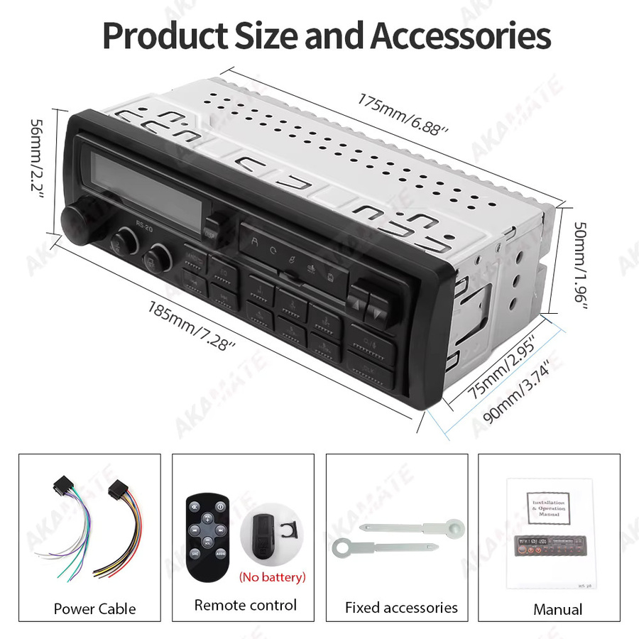AKAMATE Retro-Stil Autoradio mit Bluetooth, AUX, FM/AM/RDS, USB und Sprachsteuerung in Schwarz - Bild 6