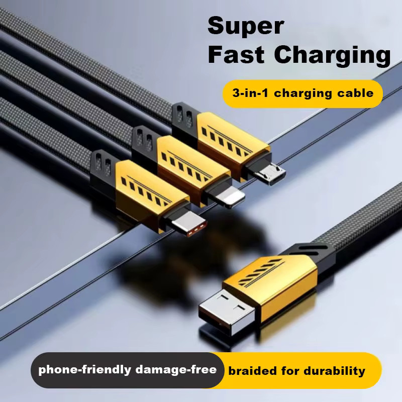 3 in 1 Multi-USB Schnellladekabel mit 240 W für USB-C und Micro-USB, Schwarz, Länge: 1,2 m - Bild 6