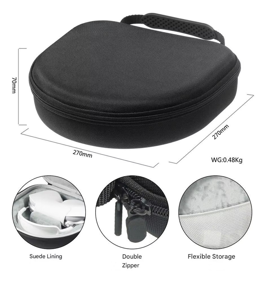 MovingMic Wasserfeste Kopfhörer-Tragetasche aus EVA-Hartschale mit Netztasche in Schwarz für AirPods Max - Bild 5