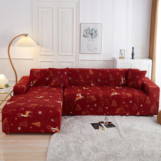 S-EMIGA Elastischer Sofa Schonbezug mit Floral-Design in Rot für 1- bis 4-Sitzer - Bild 1