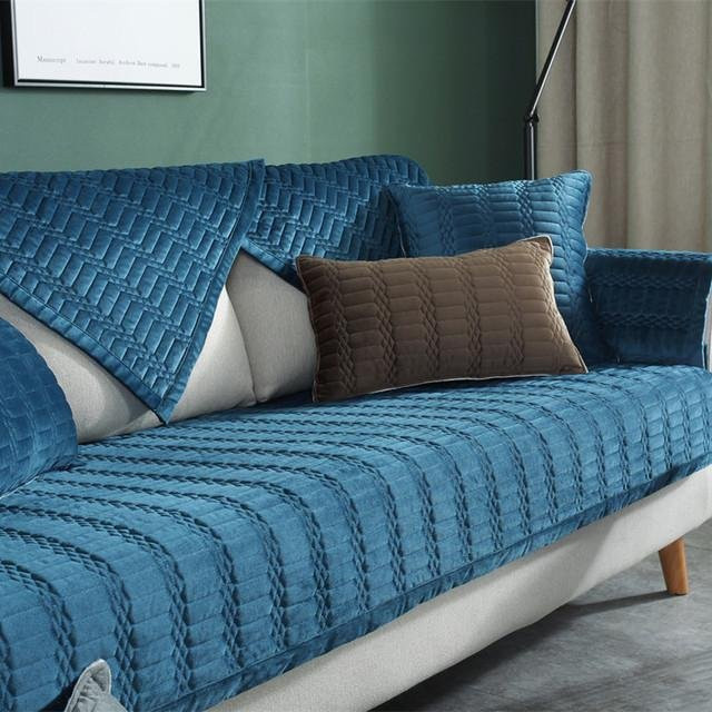Yiran Furniture Plüsch-Kissenbezug Blau, weich und rutschfest, quadratisch, B/T/H: 45 x 45 x 45 cm - Bild 1