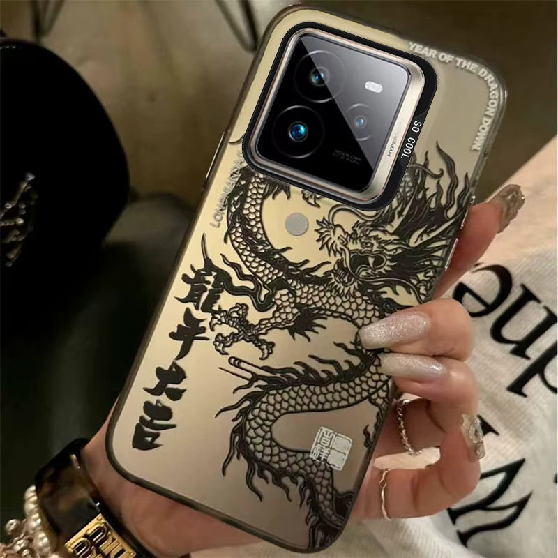Stoßfeste TPU Schutzhülle mit Drachen-Design für OPPO und Realme in Silber - Bild 2