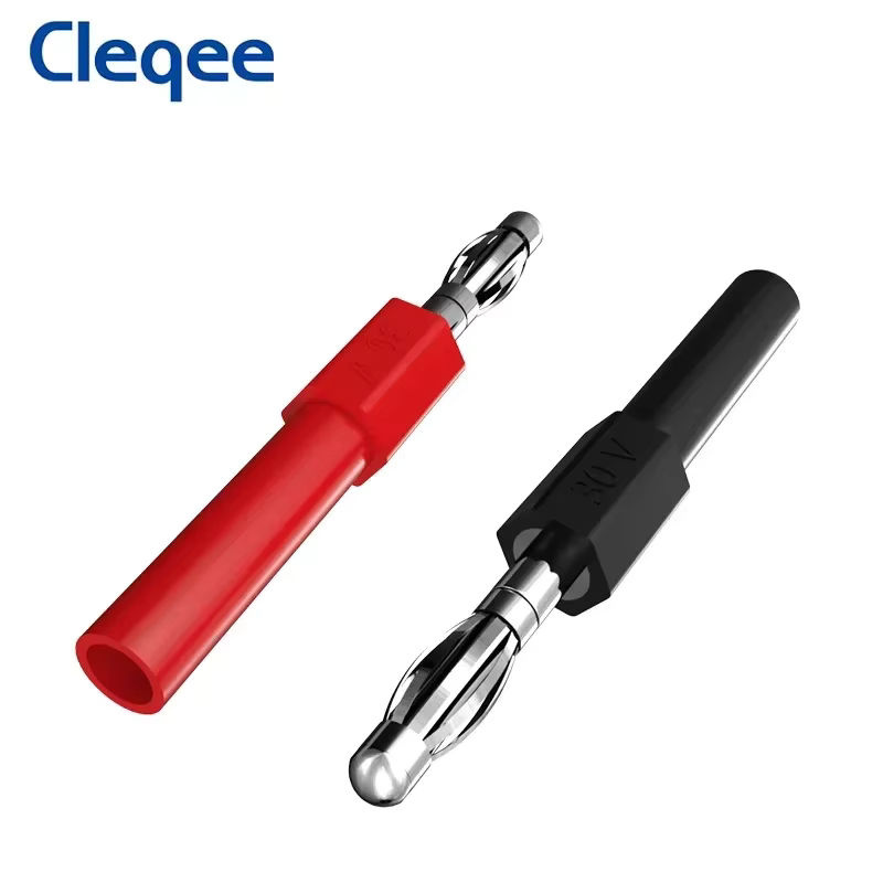 Cleqee P7022 Bananenstecker Set mit 10 Stück 4 mm Stecker auf 4 mm Buchse, vernickelte Kupferanschlüsse als DIY Konverter für 30 V und 10 A - Bild 2