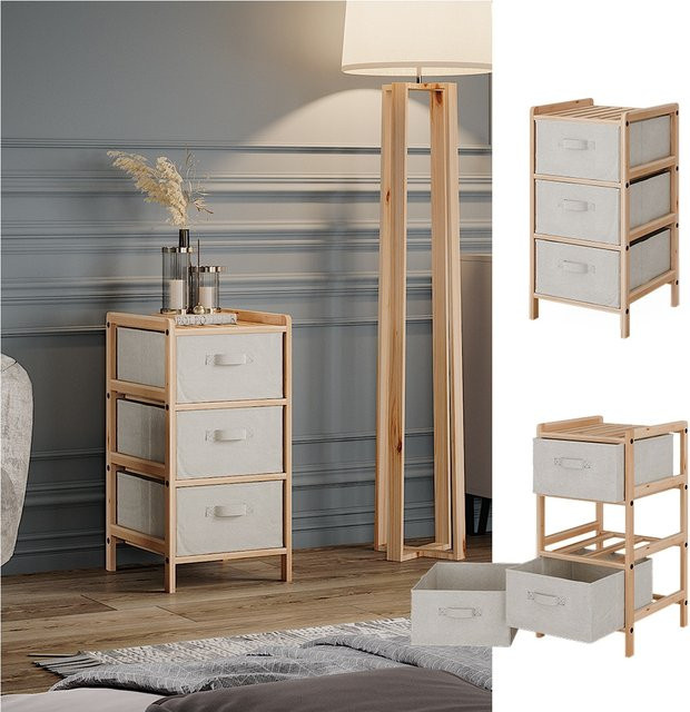 Vicco Badschrank Bruno Beige mit 3 Stoffschubladen B: 34,5 cm, H: 67 cm - Bild 1