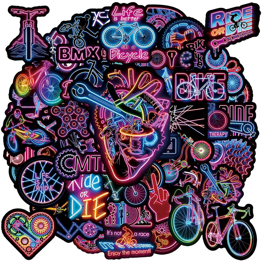 Rspctou Neon-Fahrrad-Cartoon-Aufkleber, Graffiti-Sticker, 10/30/50 Stück - Bild 2