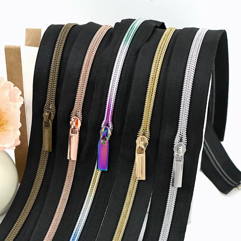 Meetee Nylon-Reißverschlussband mit Reißverschlusszieher für DIY-Schneiderbedarf in Pink und Multicolour - Bild 6