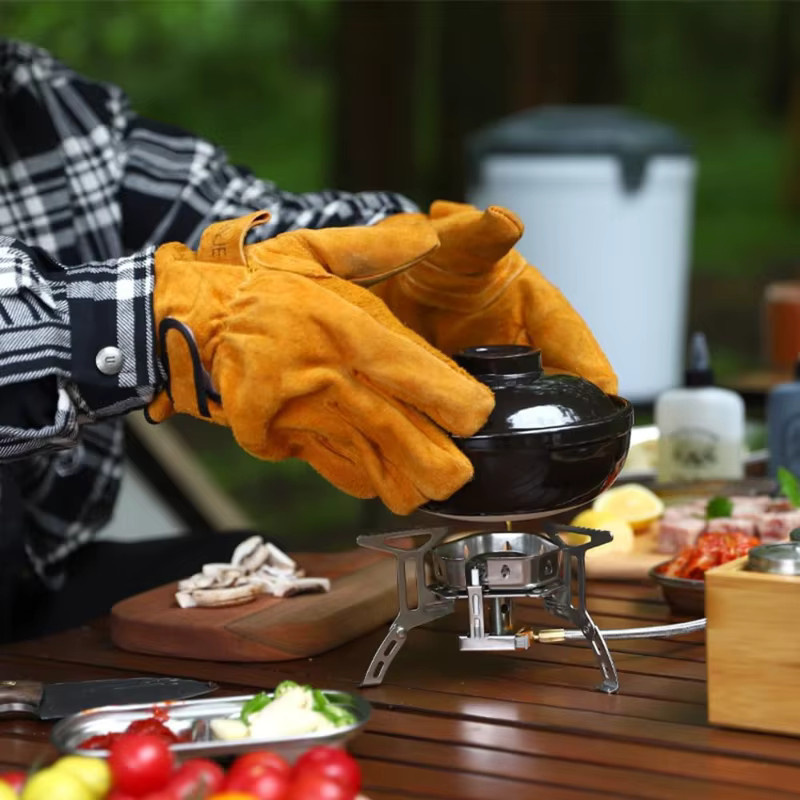 YUMARCH Herren-Arbeitshandschuhe aus Rindsleder mit verstärkter Handfläche und verstellbarem Handgelenk für Gartenarbeit, Bauernhof und Kettensägen - Bild 3