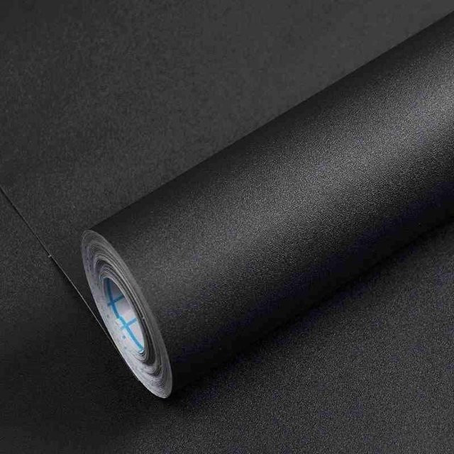 KALYNN Selbstklebende Vinyl Tapete in Schwarz, Wasserdichte matte Wandgestaltung und Kontaktpapier für Wohnzimmer und Möbel - Bild 1