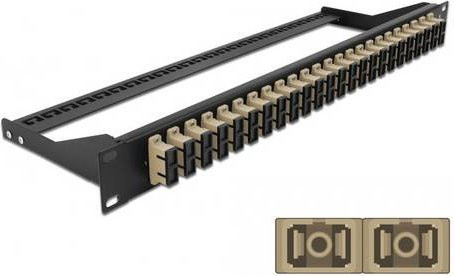 Delock 43394 LWL-Patchpanel 24 Port SC Duplex Multimode, 1 HE, Schwarz/Beige - Bild 1