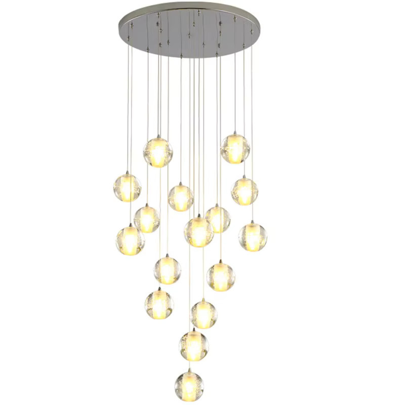Moderne Kristallkugel-Pendelleuchte in Silber mit transparentem Kristall und G4 LED für Wohnzimmer, Küche, Schlafzimmer und Treppenhaus - Bild 6