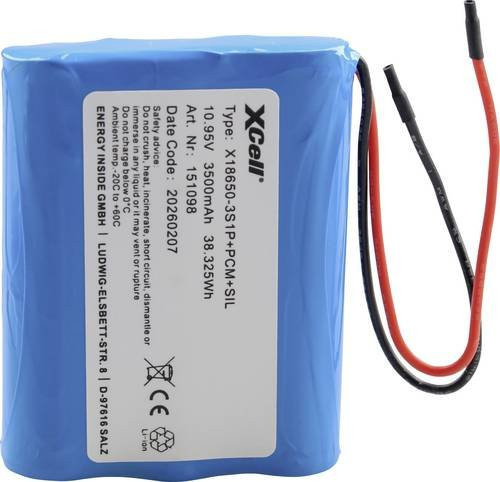 XCell Spezial-Akku Li-Ion Pack 11.1 V 3500 mAh mit 3x 18650 Zellen in Blau - Bild 1