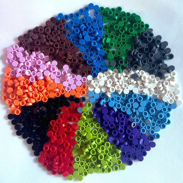 Fliesen 1x1 Runde, Ziegel Baustein, 200-teiliges Set, Gelb, Bunt / Mehrfarbig - Bild 1