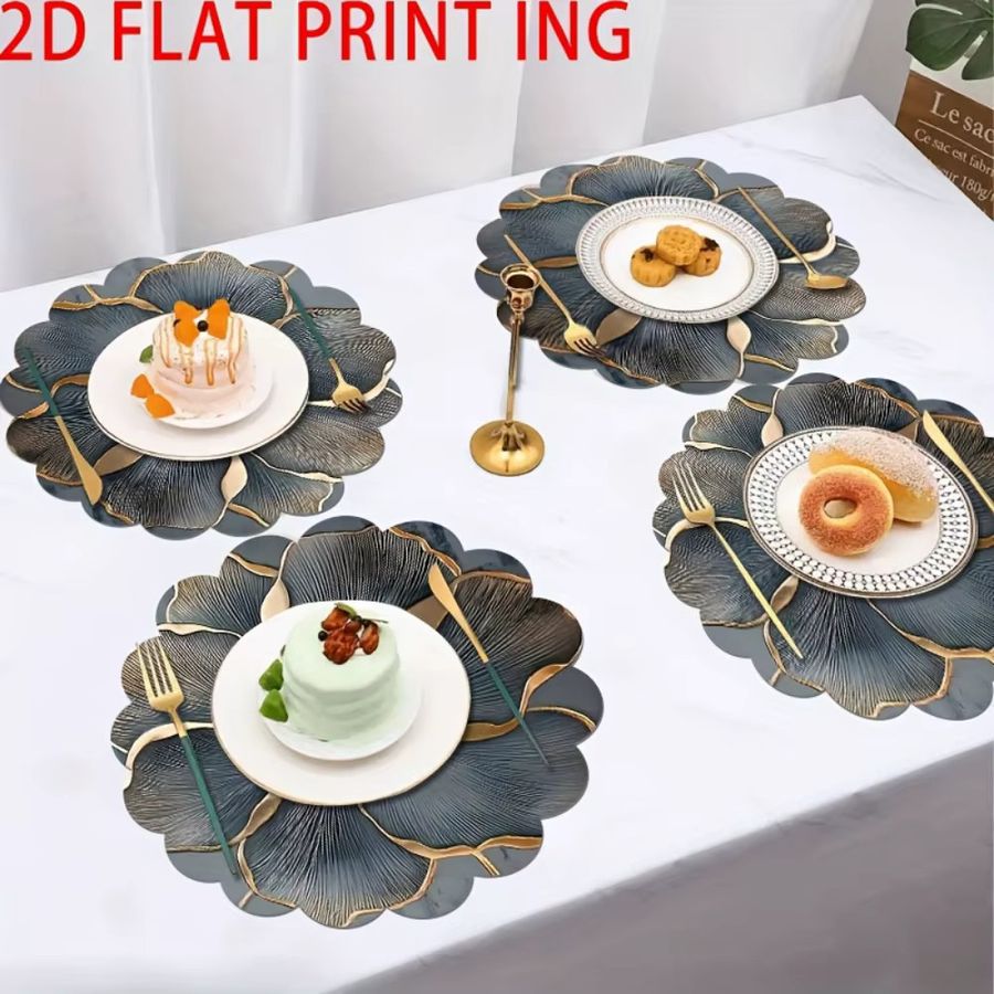 VIKAMA 6-teiliges rundes Tischset-Set mit floralem Design, rutschfest für Esstisch und Küche - Bild 4