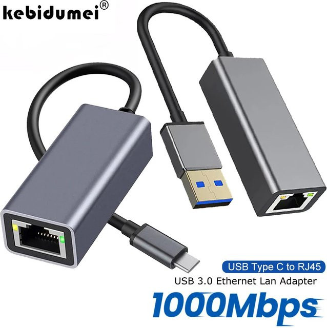 Kebidumei USB Typ C Ethernet Adapter Netzwerkkarte USB 3.0 auf RJ45 100/1000Mbps LAN für MacBook, PC, Windows und Android - Bild 1