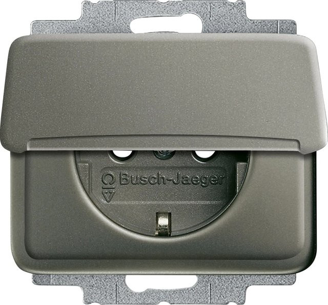 Busch-Jaeger Steckdoseneinsatz Alpha Nea mit Klappdeckel in Platin - Bild 1
