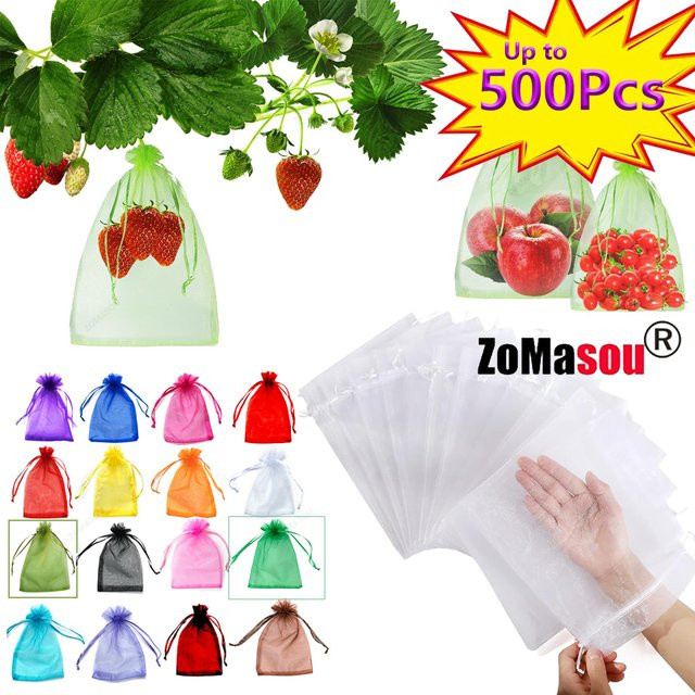 50 Stück Obstschutzbeutel aus grünem Netzgewebe für Trauben und Erdbeeren zum Schutz vor Vögeln im Garten - Bild 1