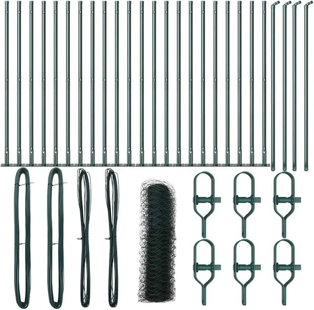 vidaXL Zaunpfosten aus Stahl und PVC in Grün, Höhe: 0,8 m, Durchmesser: 3,6 cm - Bild 1