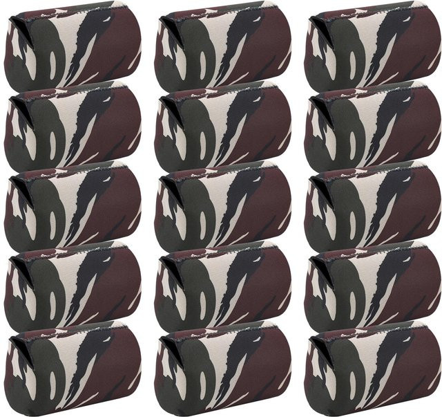15er Set Fishine Neopren Bierhüllen in Camouflage Grau für Getränkedosen und Flaschen - Bild 1