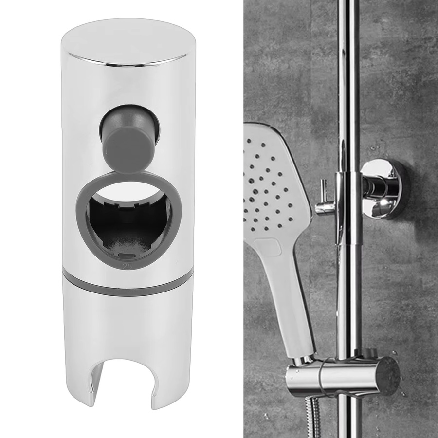 Aramox Verstellbarer Duschkopfhalter aus ABS für 25 mm Gleitstange in Silber - Bild 2
