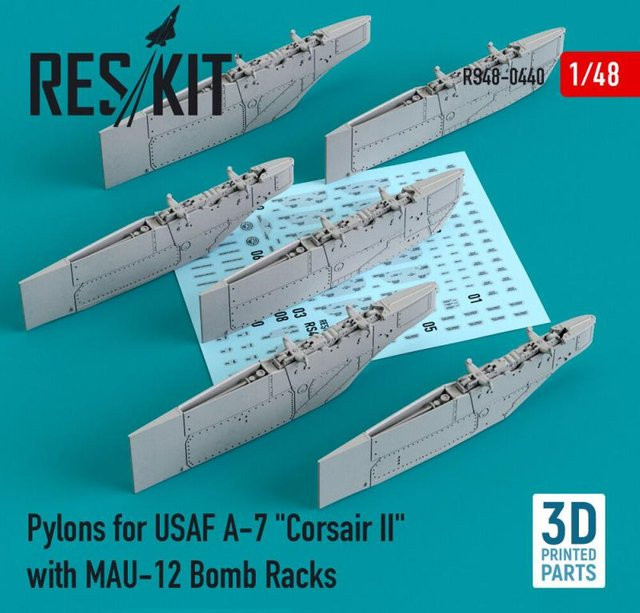 ResKit Models Pylons for USAF A-7 Corsair II with MAU-12 Bomb Racks, 3D Printed - Bild 1