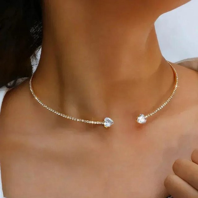 YULIN Halskette, Strass-Herz, Edelstahl, Gold, Damen - Bild 1