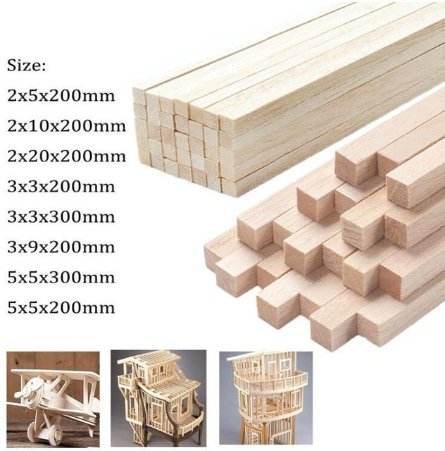 Basha Holzspäne DIY Square Cudgel Modell Spielzeug, Holz, 20 Stück - Bild 1