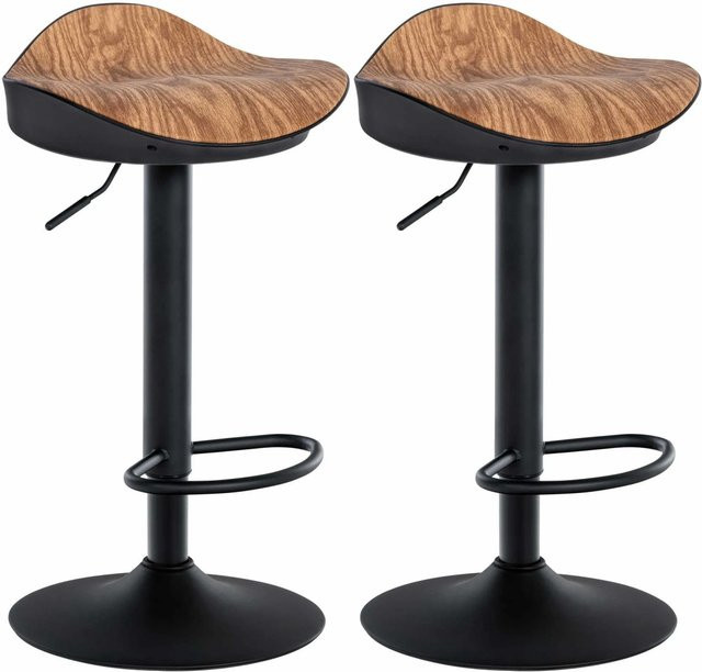 DELUKE 2er Set Barhocker GOKAR in Natura Braun aus Kunstleder, drehbar, B/T/H: 39 x 40 x 66 cm - Bild 1