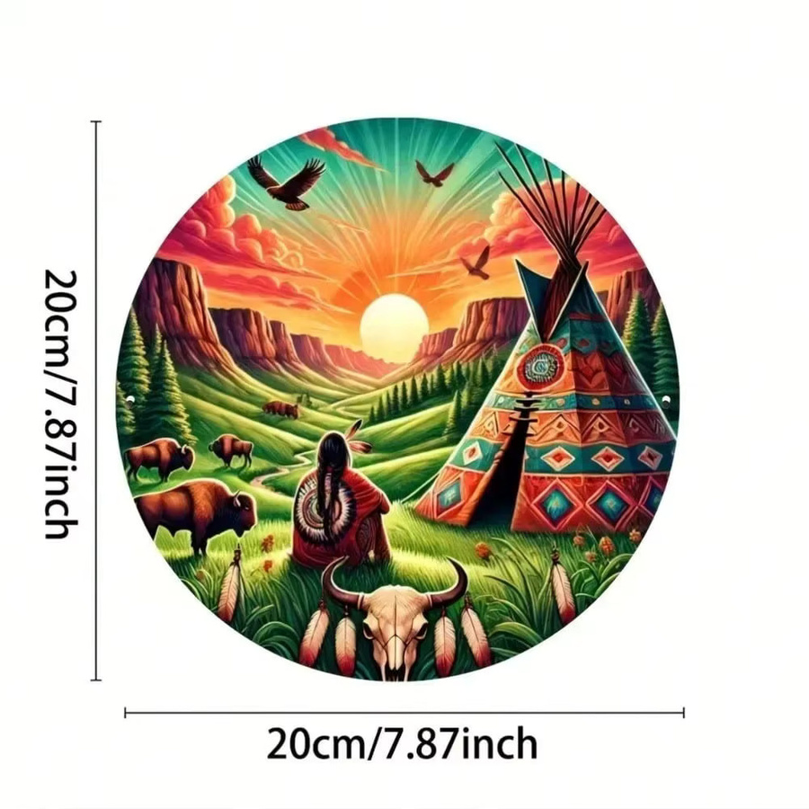 CIFBUY Wandkunst Tipi-Illustration im Western-Boho-Stil, geometrische Natur-Dekoration in Multicolour - Bild 2