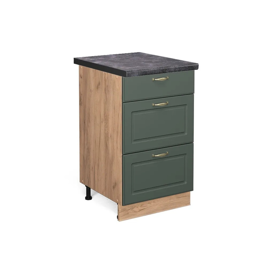 Vicco Küchenunterschrank Fame-Line in Grün-Gold und Anthrazit im Landhausstil mit Soft-Close-Türen und Schubladen, B/T/H: 50 x 60 x 82 cm - Bild 2