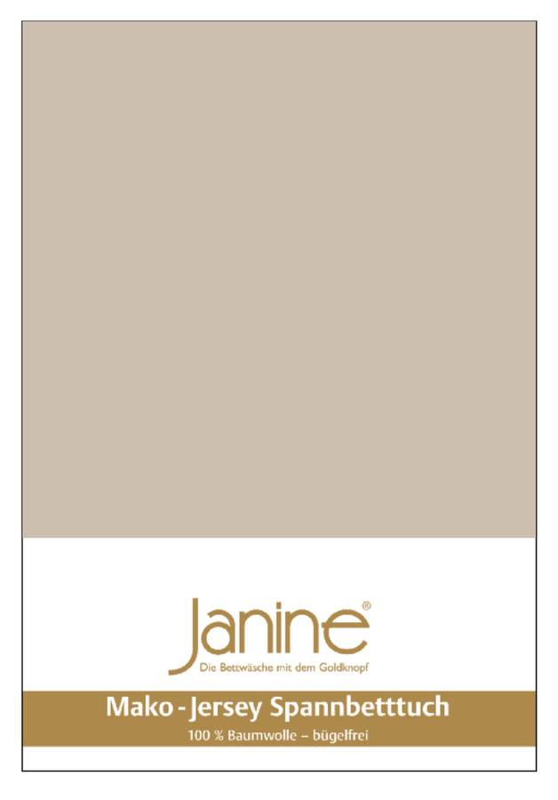 Janine Mako Jersey Spannbetttuch Bettlaken aus Baumwolle, Farbe: naturell/beige, B/T: 90 x 190 cm - Bild 1