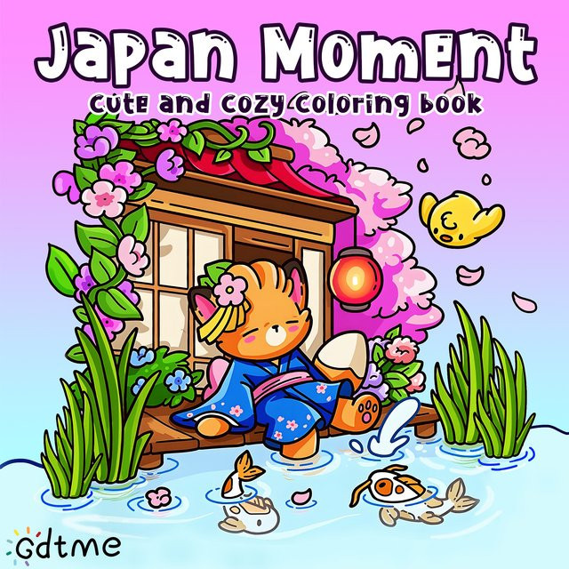 Japan Moment Malbuch für Erwachsene mit einfachen Cartoon-Mustern zur Entspannung und zum DIY Malen und Zeichnen - Bild 1