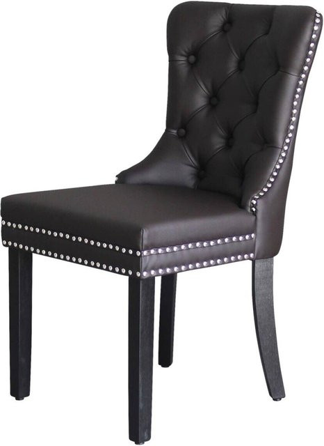 2er-Set Stühle DOMINO von byLIVING aus Kunstleder in Schwarz-Braun mit Knopfpolsterung, B/H/T: 48,5 x 93 x 61 cm - Bild 1