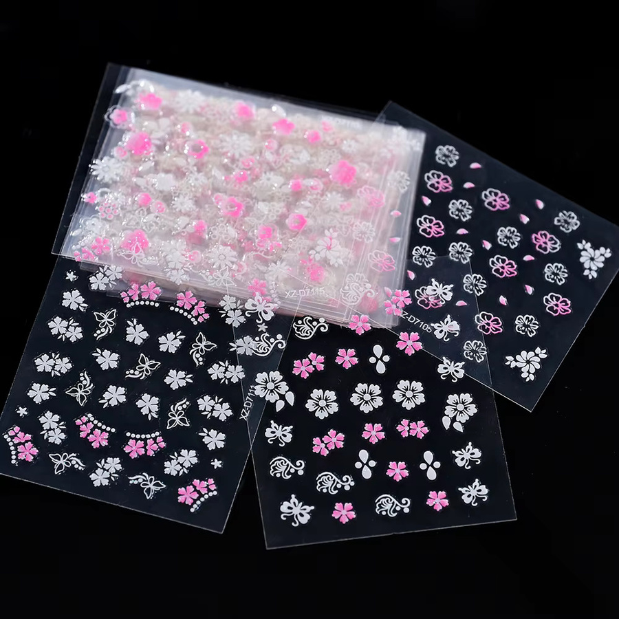 MAFANAILS Nagelaufkleber, 3D Mini Blumen, rosa weiß, 30 Stück - Bild 5