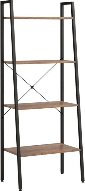 vidaXL Standregal mit 4 Böden in Dunkelbraun und Schwarz, B/T/H: 56 x 35 x 140 cm - Bild 1