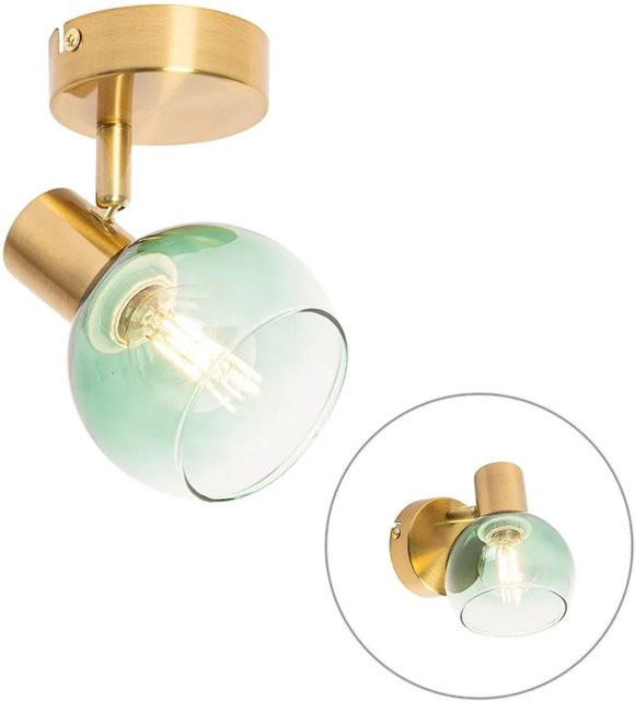 QAZQA Art Deco Wandleuchte aus Metall und Glas in Gold und Grün mit E14 Fassung und dimmbarer Funktion - Bild 1