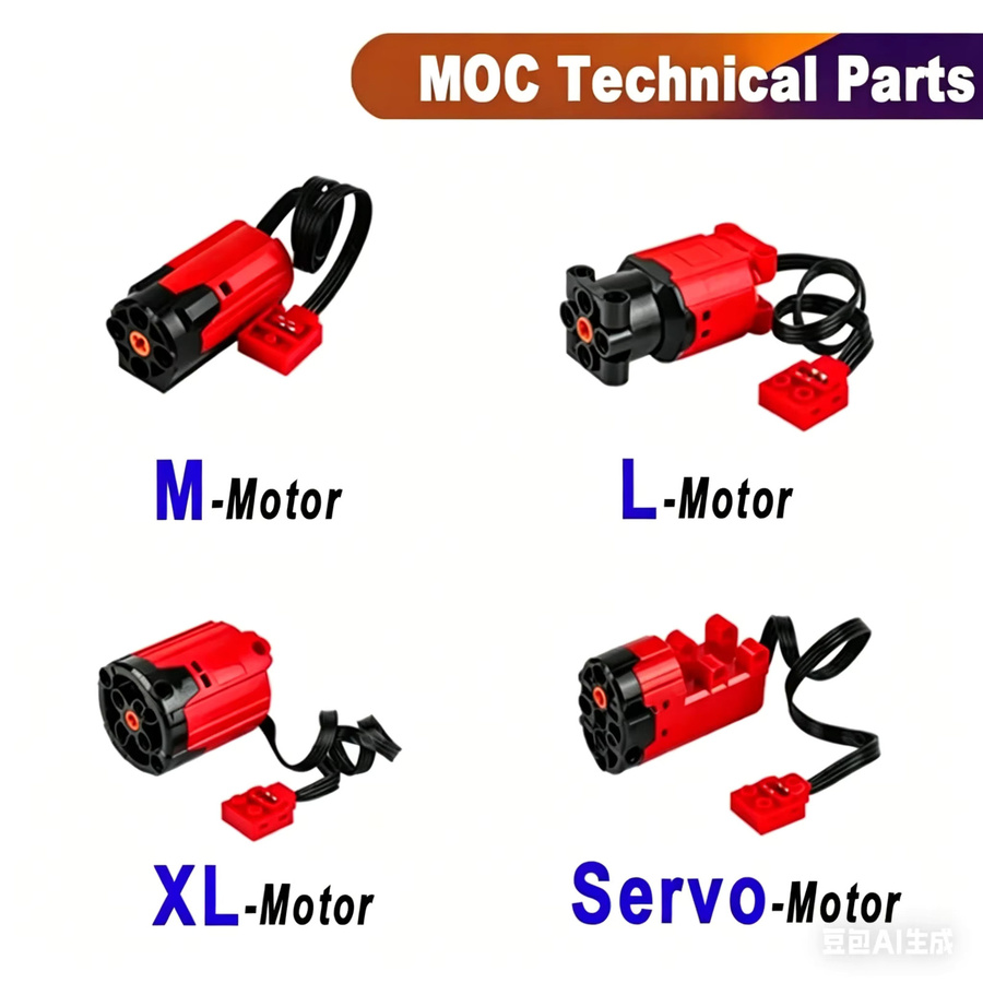 stemedu MOC Power Functions Bausatz Zug-Motor-Servo-Set, mit Batteriekasten und Fernbedienung - Bild 2